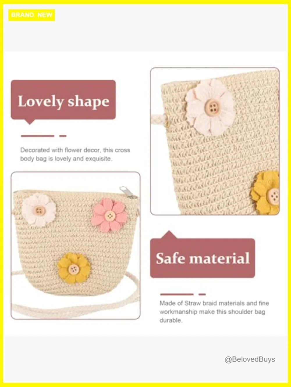 Woven Straw Crossbody Bag for Girls Handbag for Beach Summer